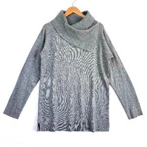 Celeste Sweater Womens S Gray Wool Cashmere Shawl Turtleneck Long Sleeve Tunic